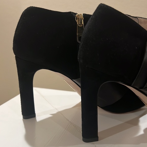 LOUISE ET CIE WOMEN’S IDOLA BLACK LEATHER & SUEDE SANKLE BOOTIE PEEP TOE SIZ 8.5 - Picture 14 of 17